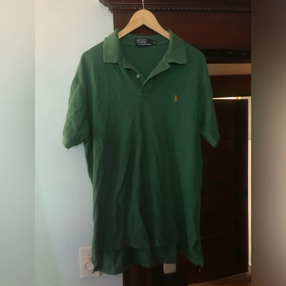 Ralph Lauren Men's Green Polo with Gold Pony Embroidery